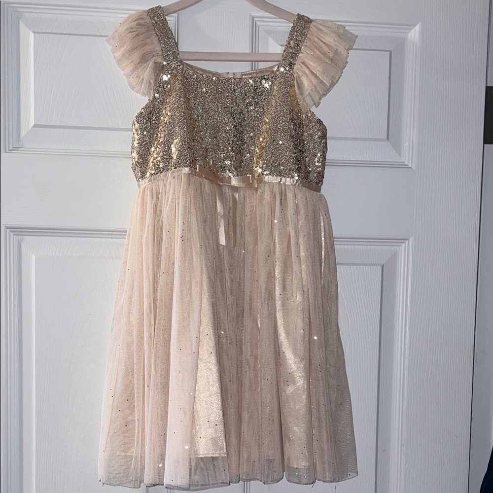 Popatu Glittering Gold and Cream Kids Dress